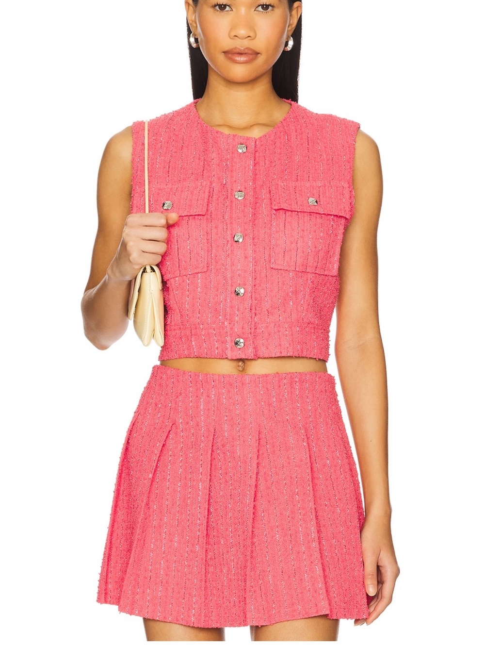 Line & Dot Watermelon Pleated Mini Skirt